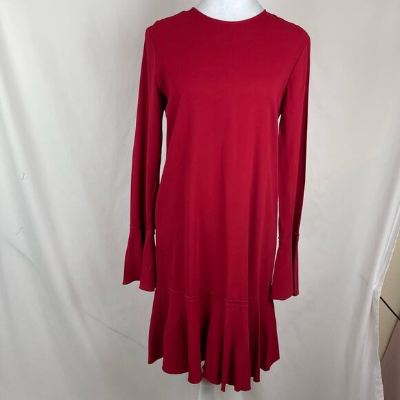 Theory Candy Apple Red Ruffled Party Date Night Dress NWOT Size 4 - Picture 3 of 14